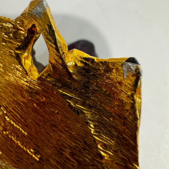 VTG Daum France Pate De Verre Purple Green Frog Gold Lily Pad Pendant - Picture 10 of 13